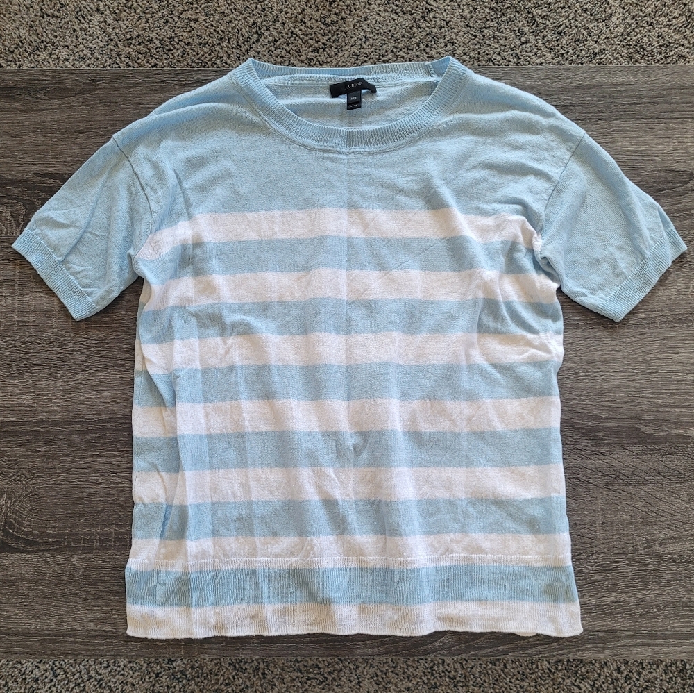 J. Crew Striped Linen Short Sleeve Top